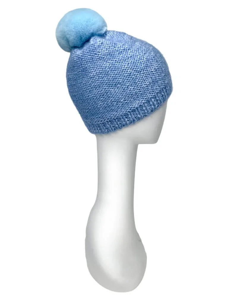 Blue Chinchilla Fur Beanie