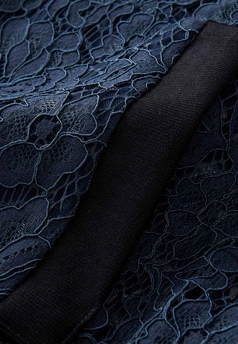 Blue Lace Sweatshirt with Pockets