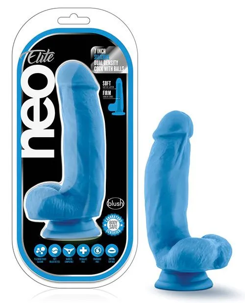 Blush Neo Elite Silicone Dual Density Cock W/balls