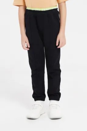 Boys Black Neon Waist Pull On Joggers