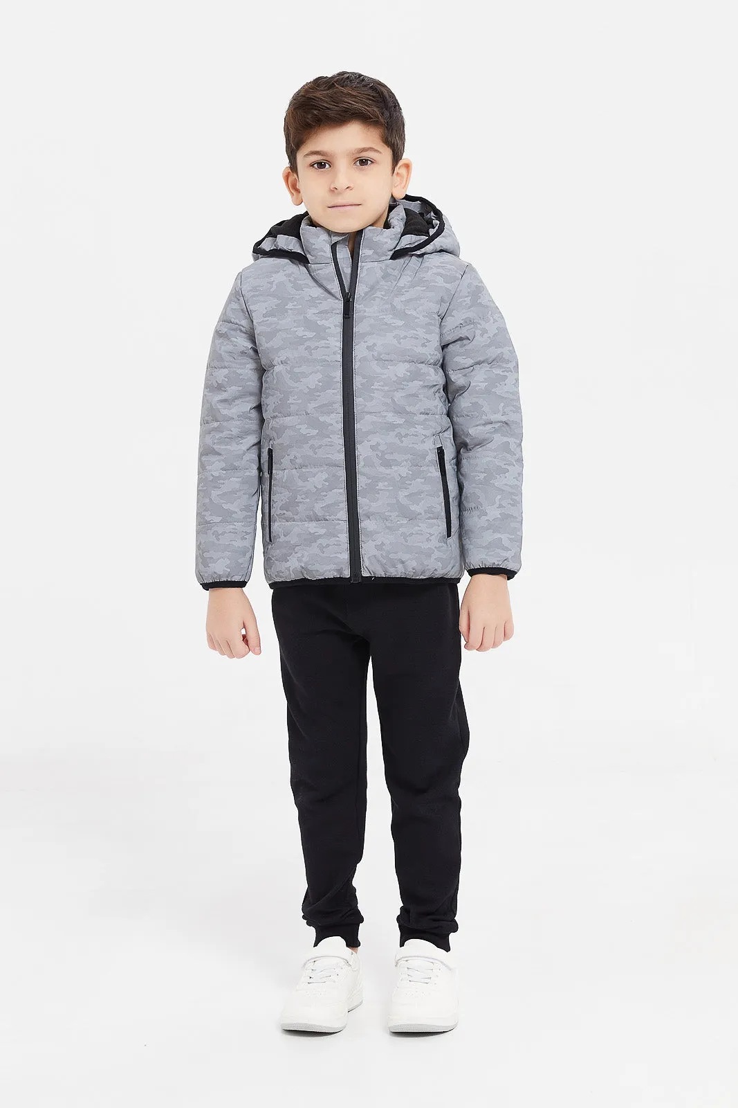 Boys Black Pique Pull On Joggers