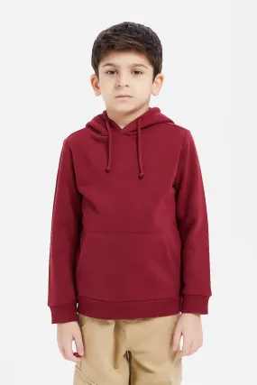 Boys Burgundy Hooded Sweatshirt