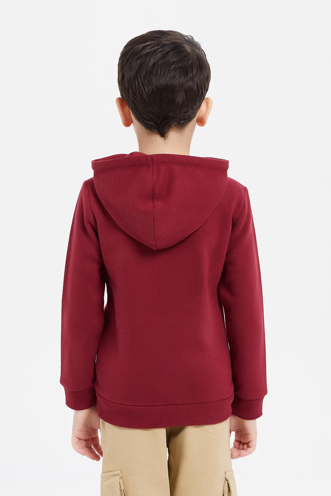 Boys Burgundy Hooded Sweatshirt