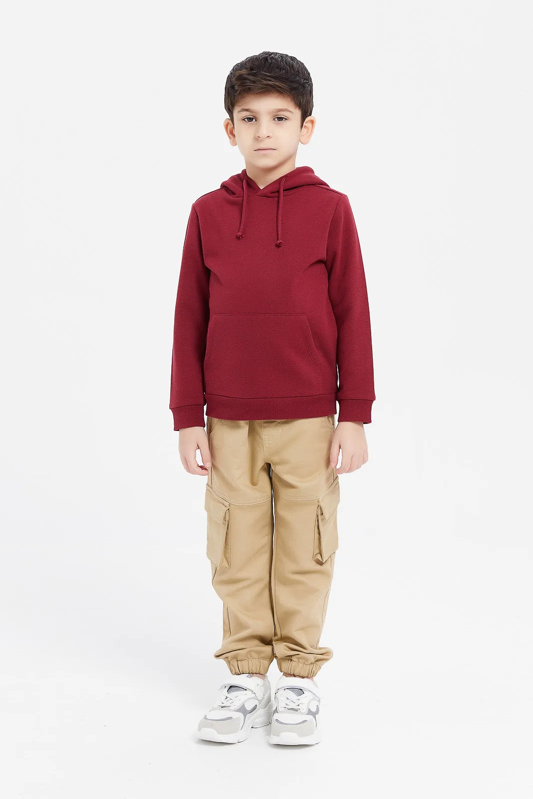 Boys Burgundy Hooded Sweatshirt