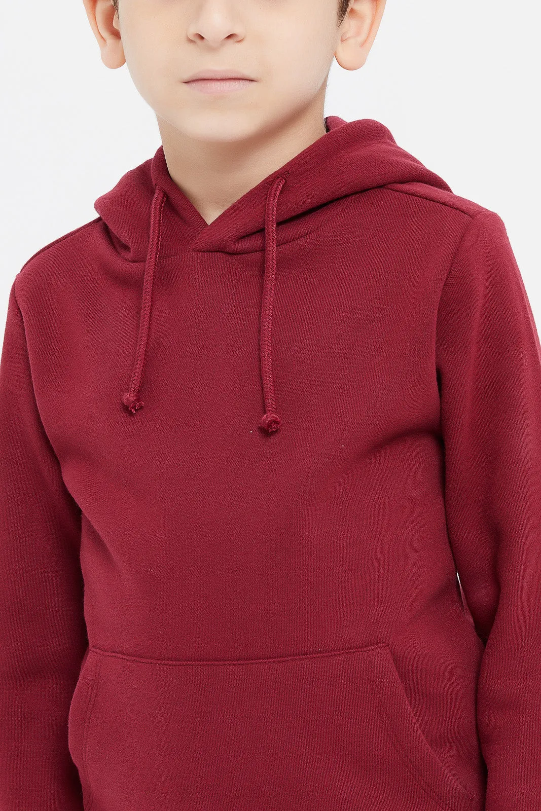 Boys Burgundy Hooded Sweatshirt