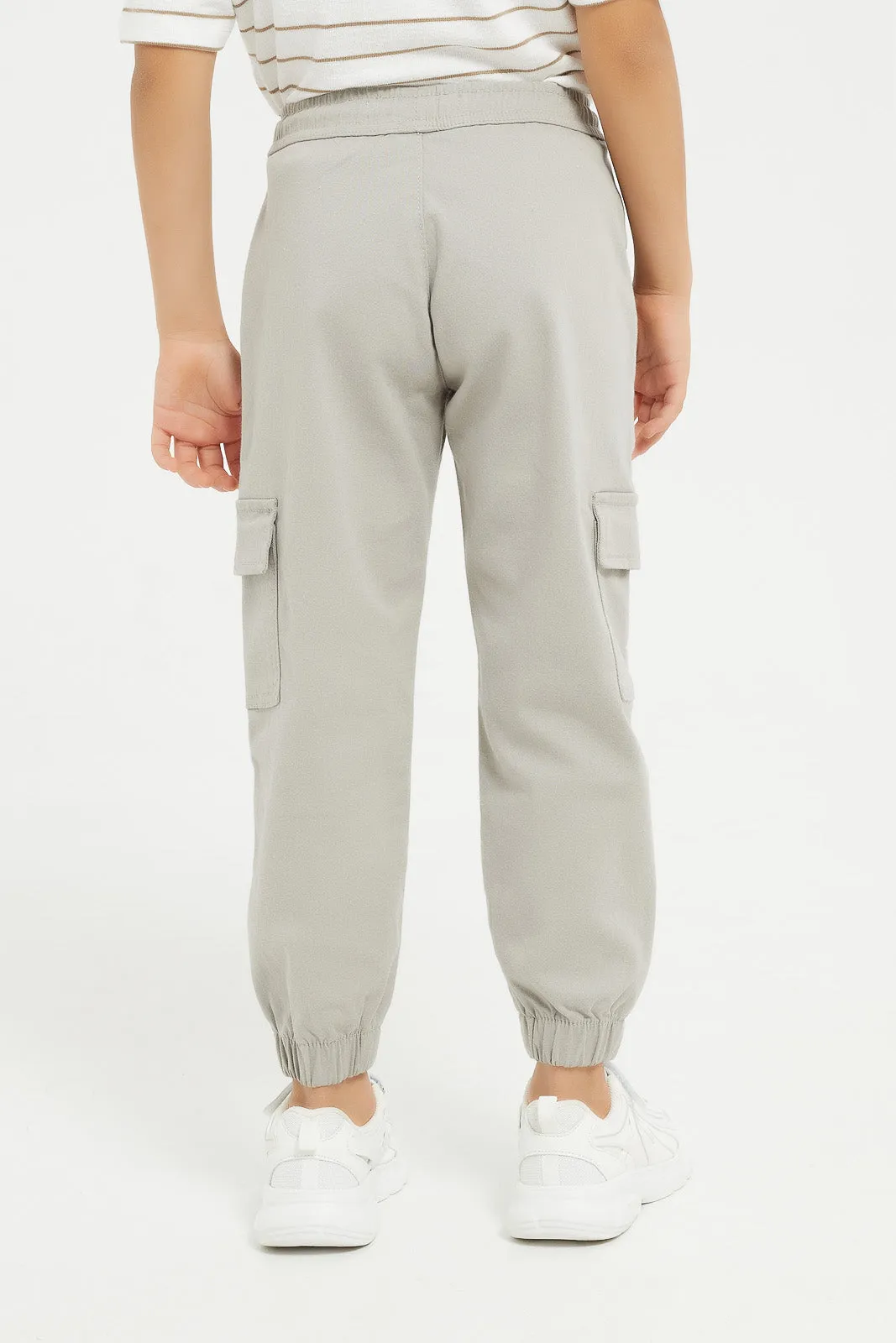 Boys Grey Cargo And Slant Pocket Joggers
