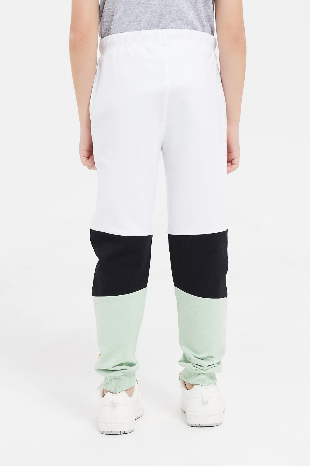 Boys Grey Mickey Paneled Joggers