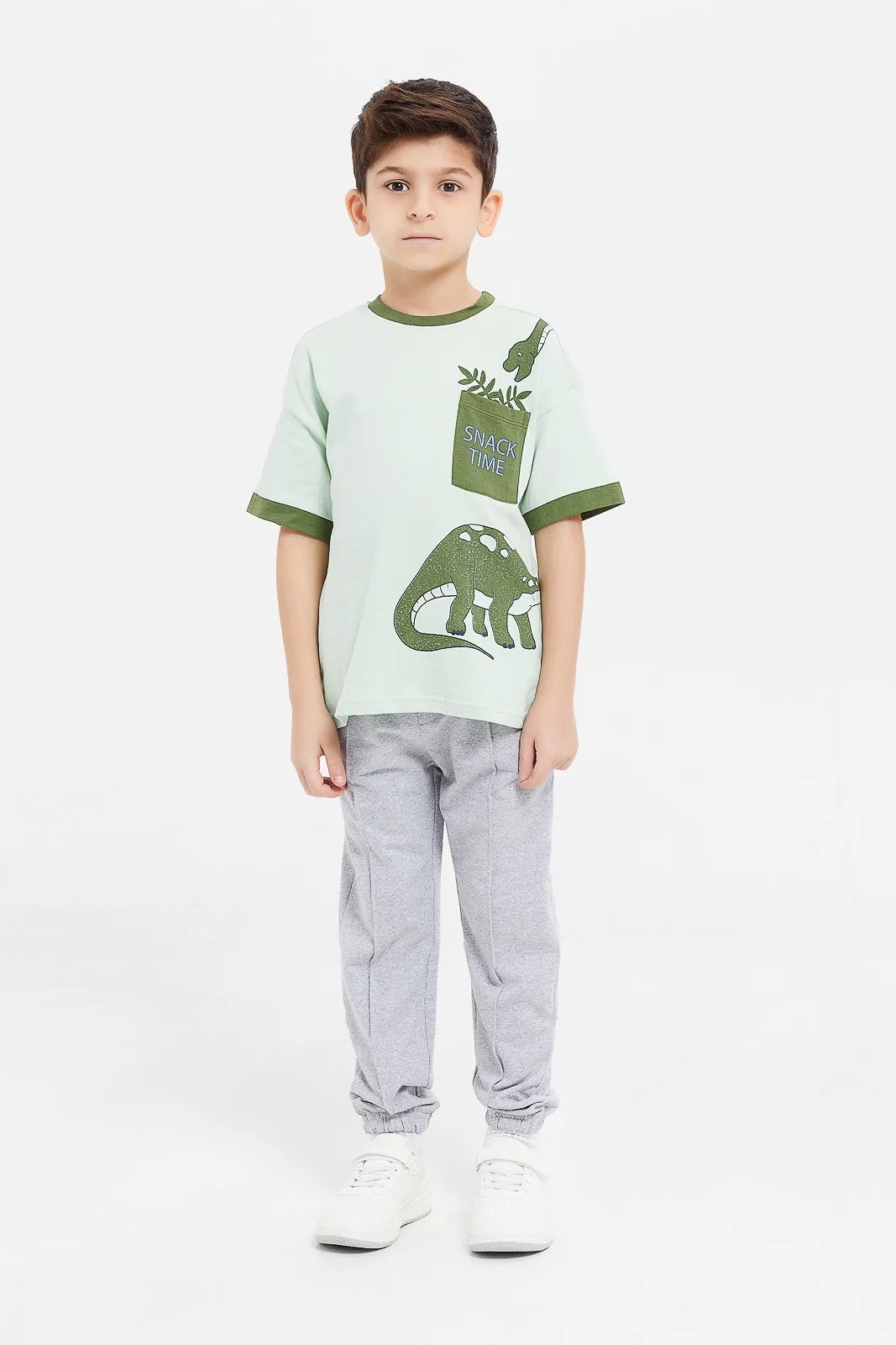 Boys Grey Neon Waist Pull On Joggers