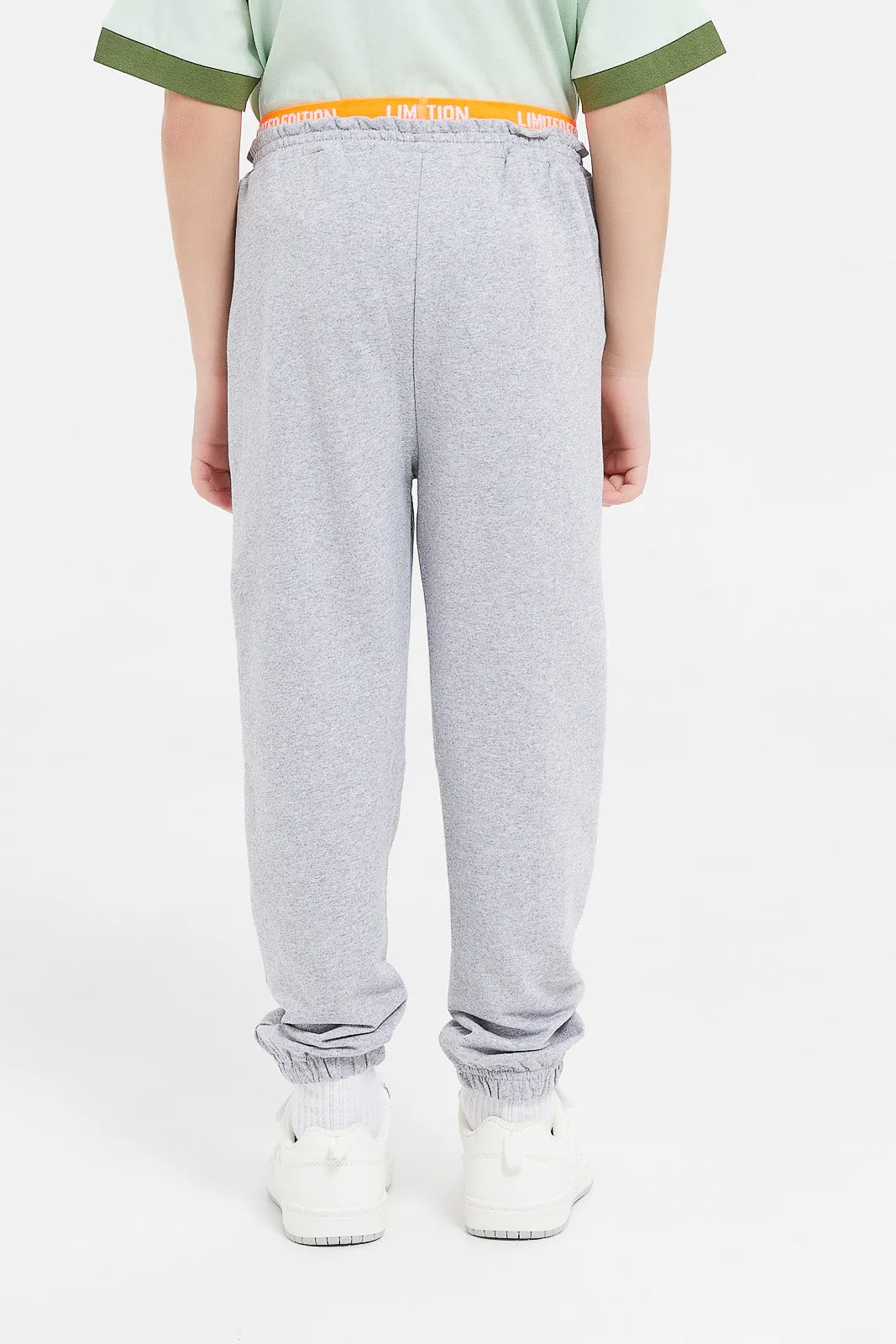 Boys Grey Neon Waist Pull On Joggers