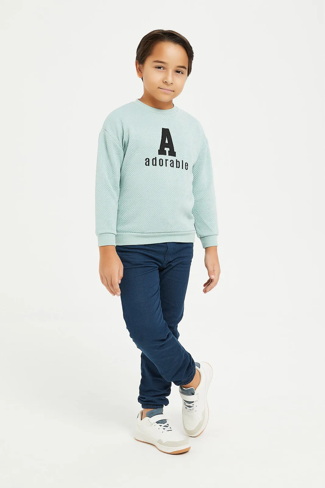 Boys Mint Jacquard Oversize Sweatshirt