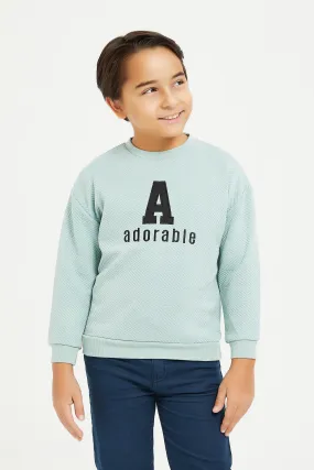 Boys Mint Jacquard Oversize Sweatshirt