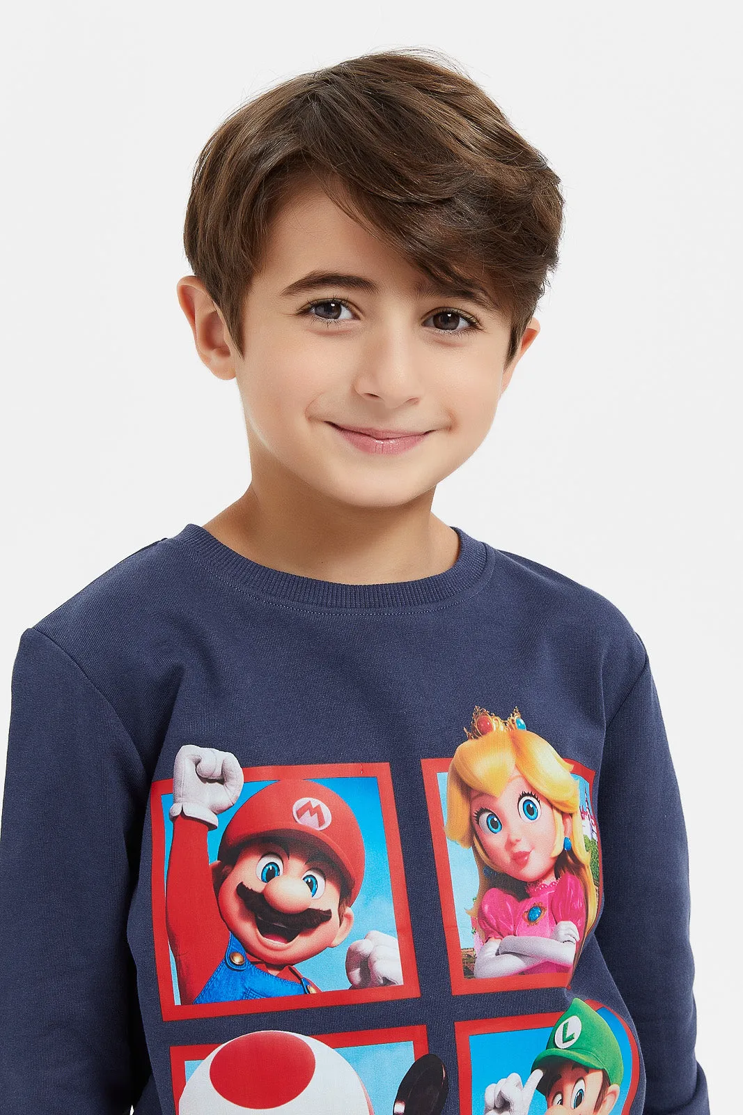 Boys Navy Mario Sweatshirt