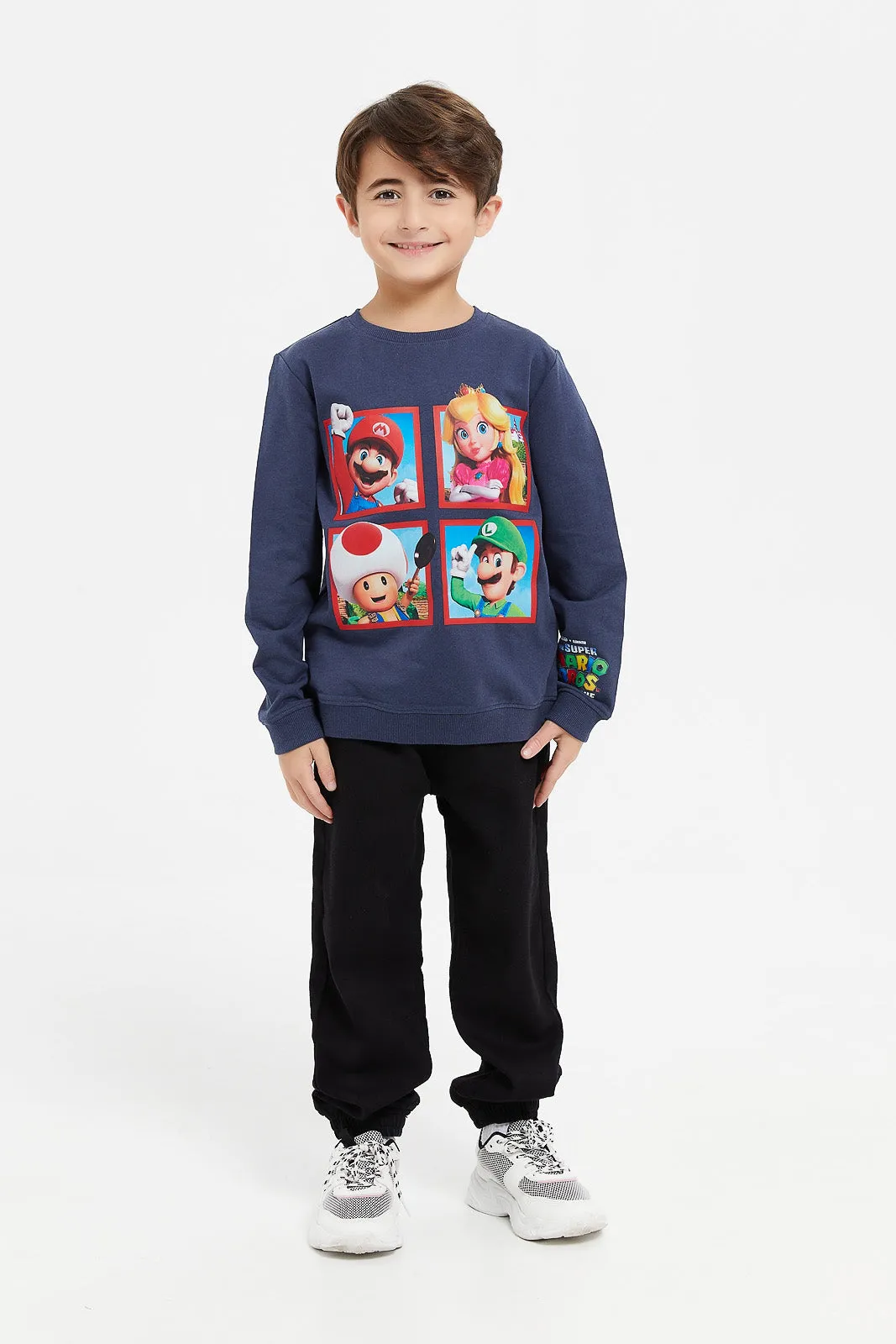 Boys Navy Mario Sweatshirt