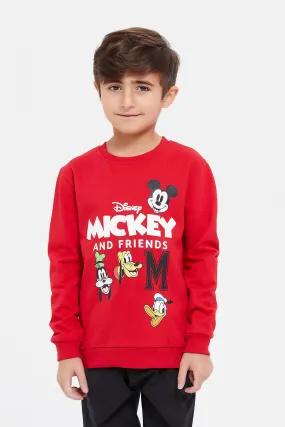 Boys Red Micky Mouse Sweatshirt