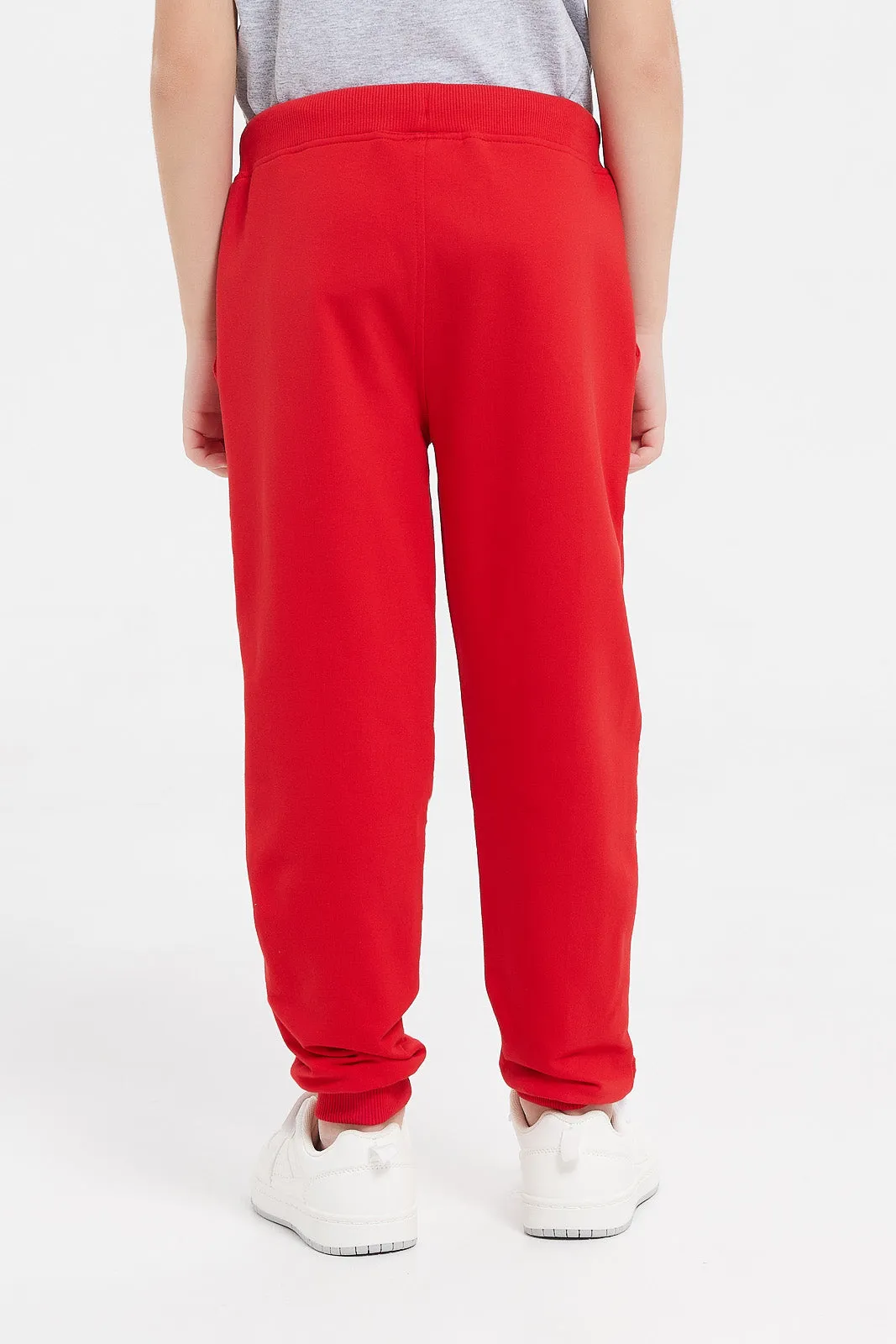Boys Red Spiderman Print Joggers