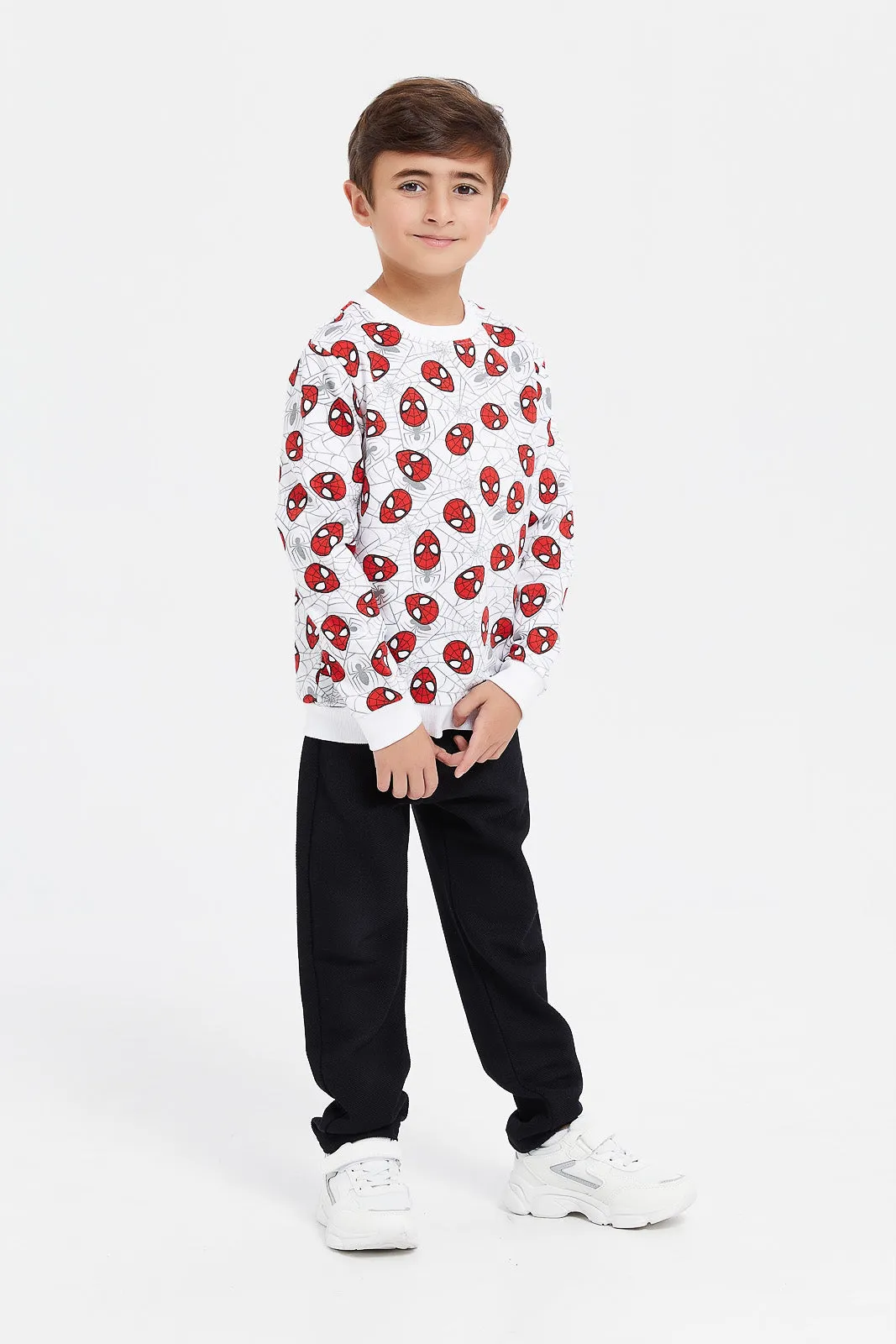 Boys White Spider Man Sweatshirt