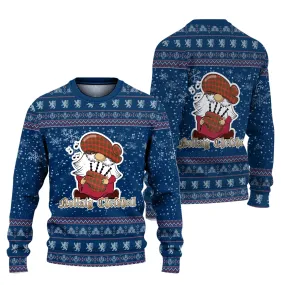 Bruce County Canada Clan Christmas Family Ugly Sweater with Funny Gnome Playing Bagpipes