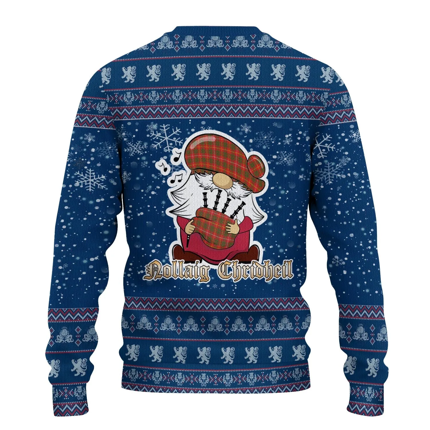 Bruce County Canada Clan Christmas Family Ugly Sweater with Funny Gnome Playing Bagpipes