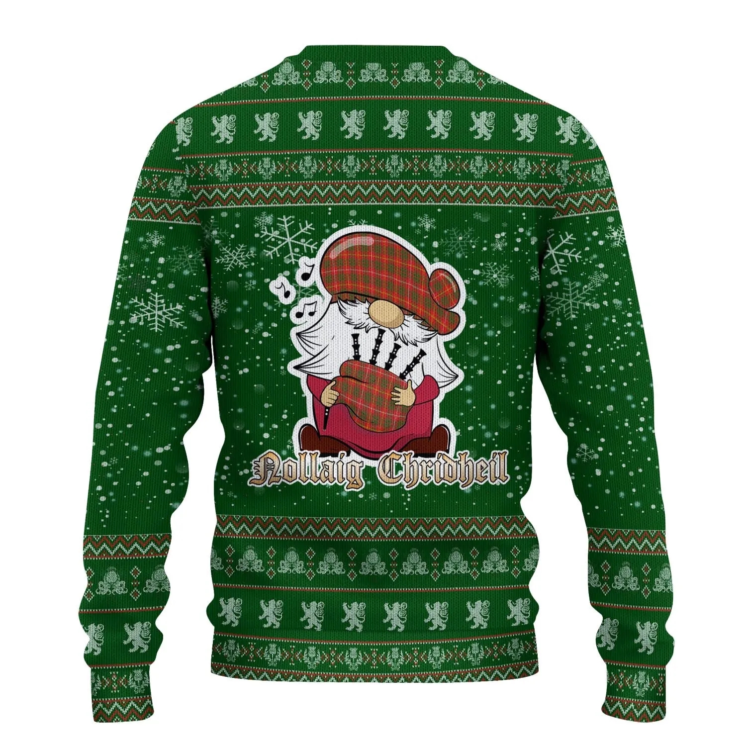 Bruce County Canada Clan Christmas Family Ugly Sweater with Funny Gnome Playing Bagpipes