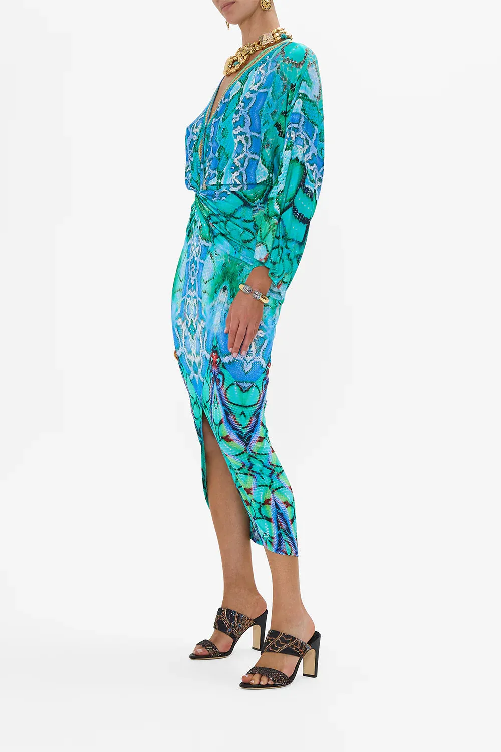 CAMILLA LAND OF WONDER LONG SPLIT FRONT TWIST DRESS