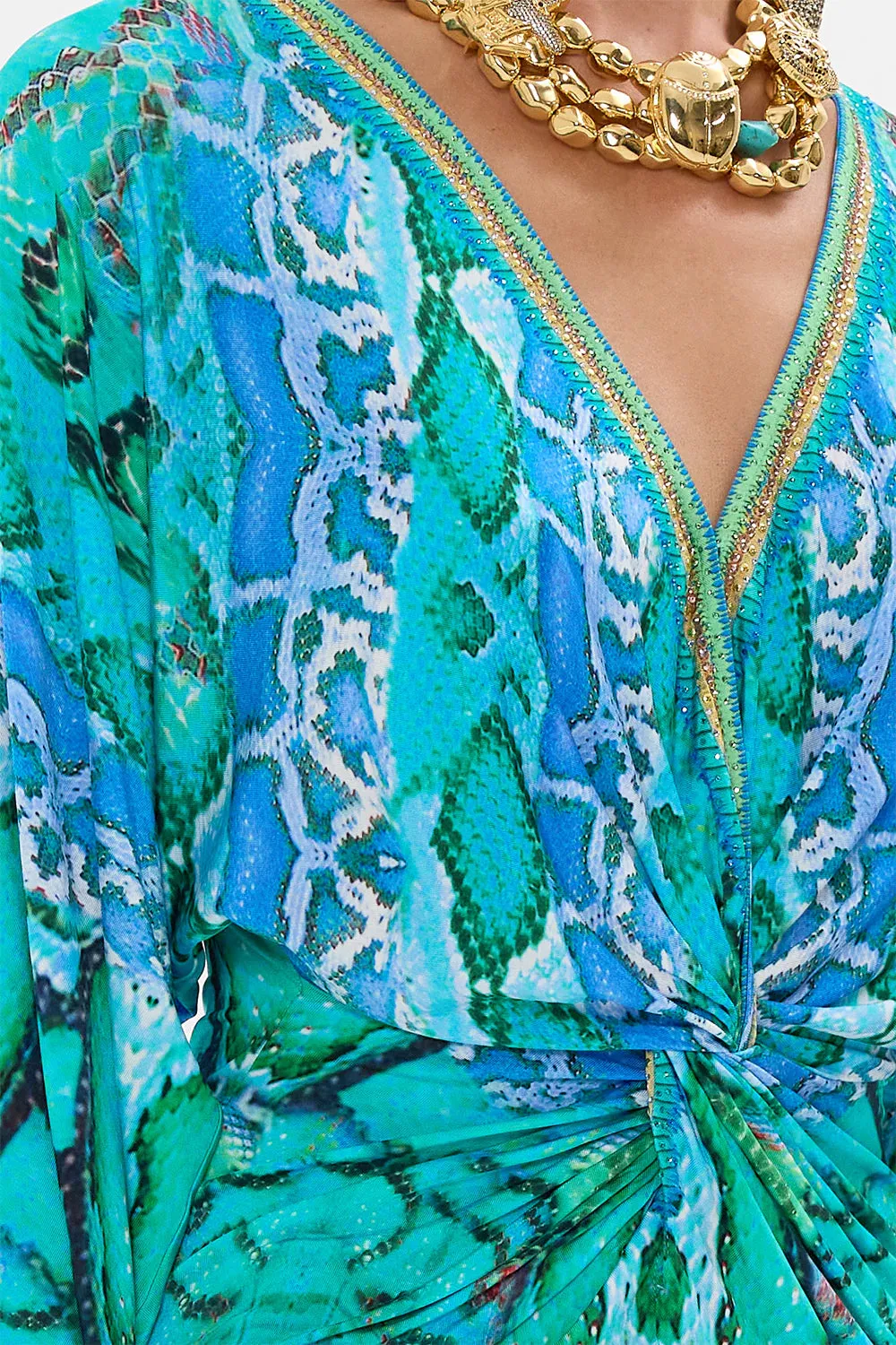 CAMILLA LAND OF WONDER LONG SPLIT FRONT TWIST DRESS