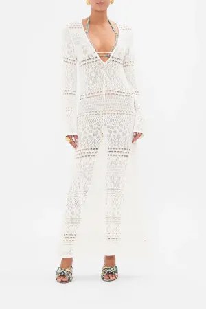 CAMILLA SEA CHARM LACE FRONT POINTELLE KNIT DRESS