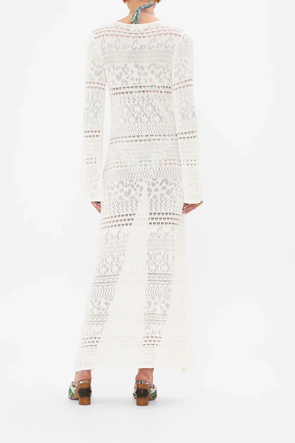CAMILLA SEA CHARM LACE FRONT POINTELLE KNIT DRESS