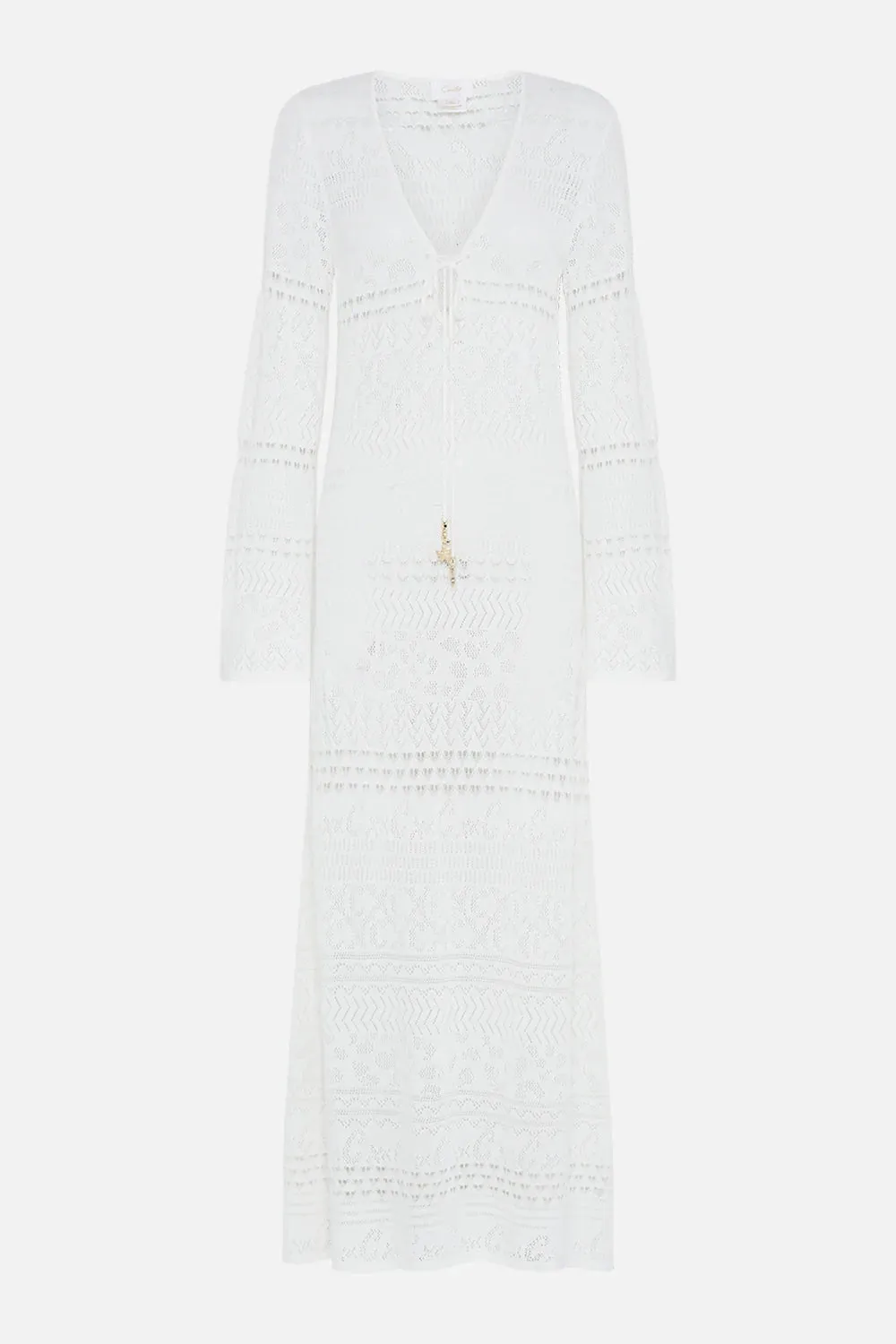 CAMILLA SEA CHARM LACE FRONT POINTELLE KNIT DRESS