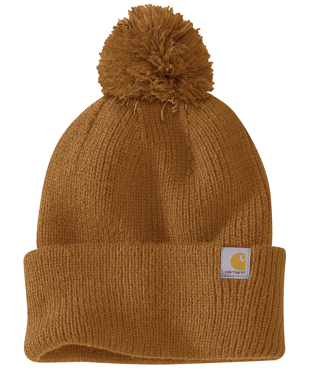 Carhartt Knit Pom Pom Cuffed Beanie - Carhartt Brown