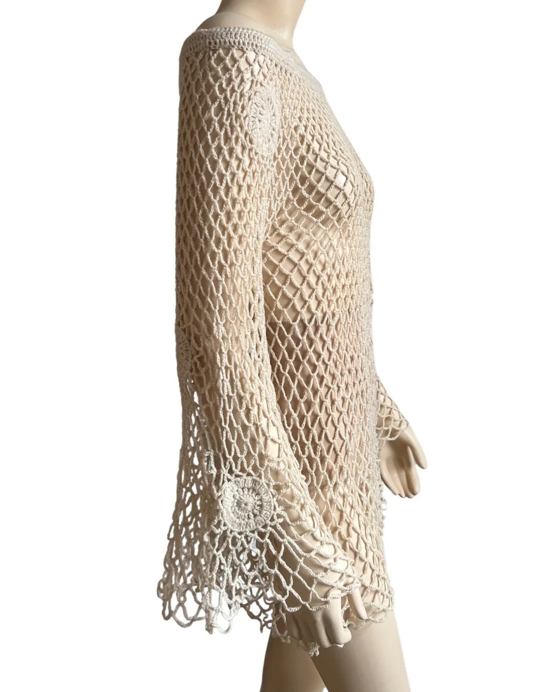 CASHMERE CROCHET MINI DRESS