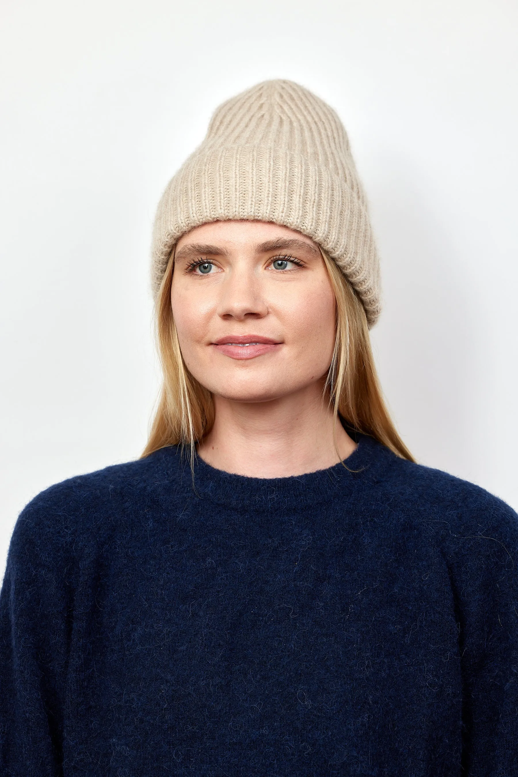 Cashmere Rib Beanie Oatmeal