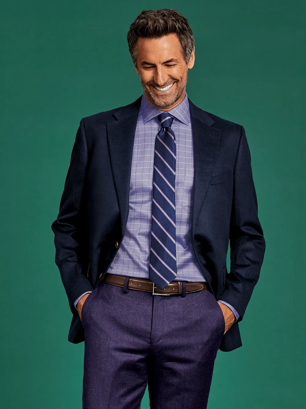 Cashmere Single Breasted Notch Lapel Sport Coat - Navy