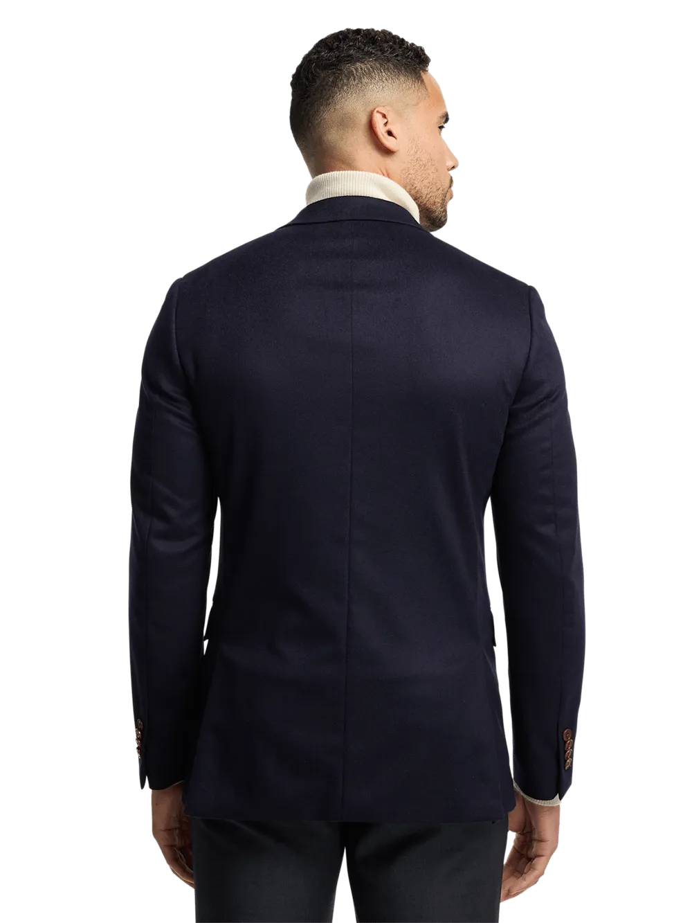 Cashmere Single Breasted Notch Lapel Sport Coat - Navy