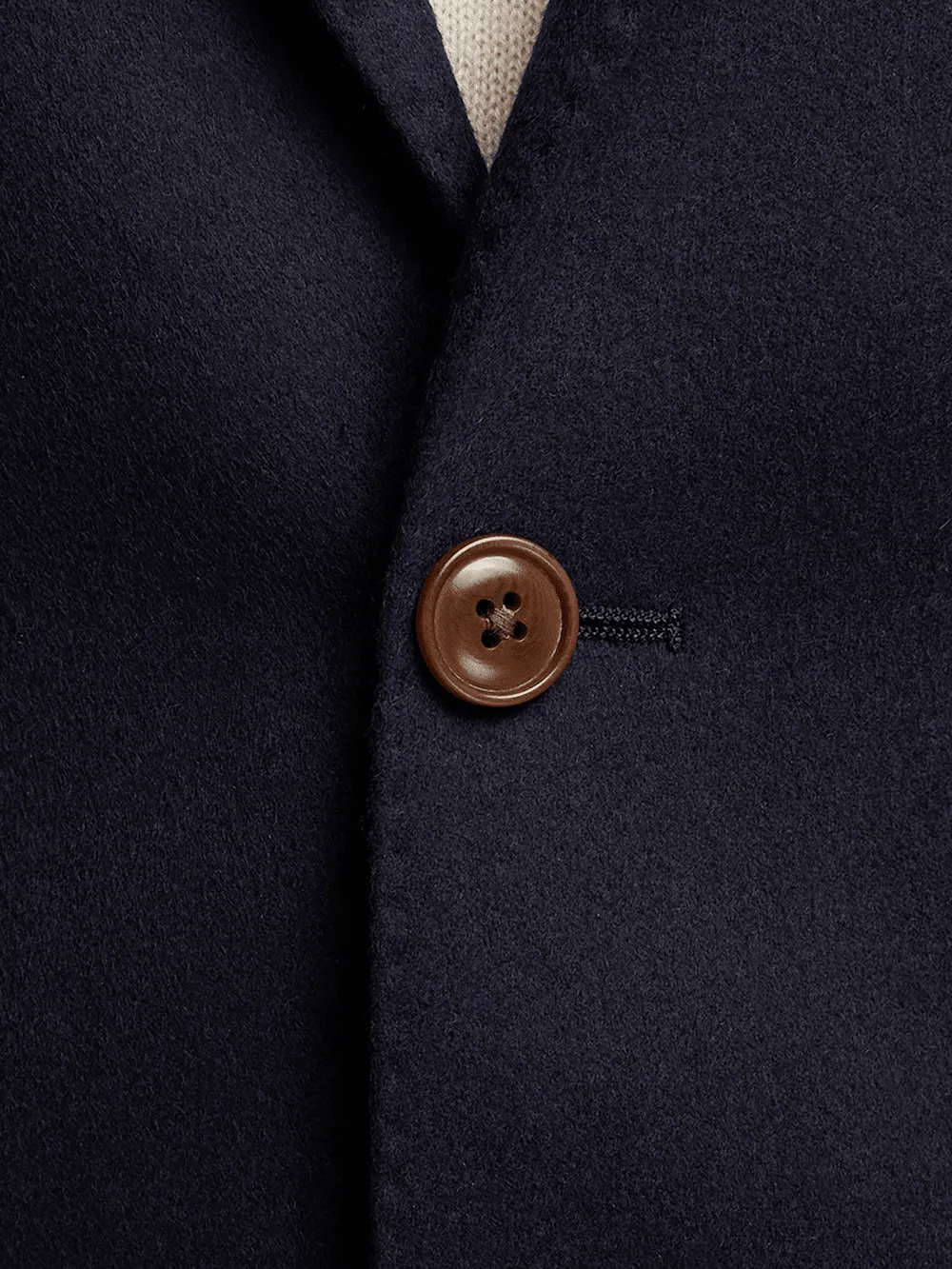 Cashmere Single Breasted Notch Lapel Sport Coat - Navy