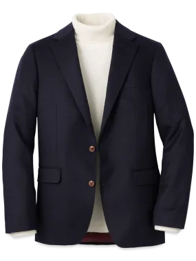 Cashmere Single Breasted Notch Lapel Sport Coat - Navy