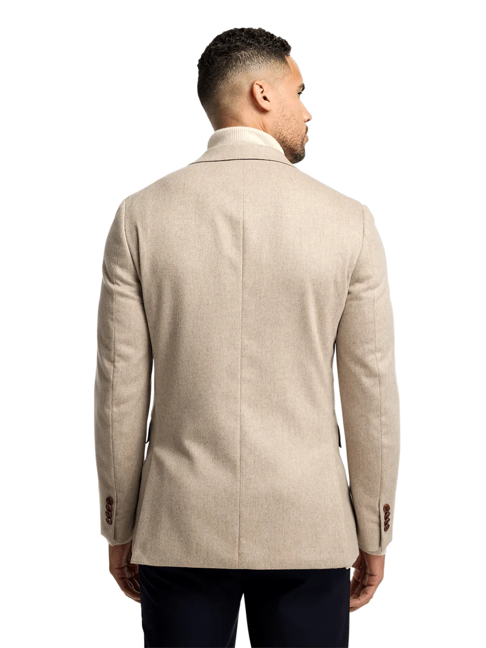 Cashmere Single Breasted Notch Lapel Sport Coat - Oatmeal