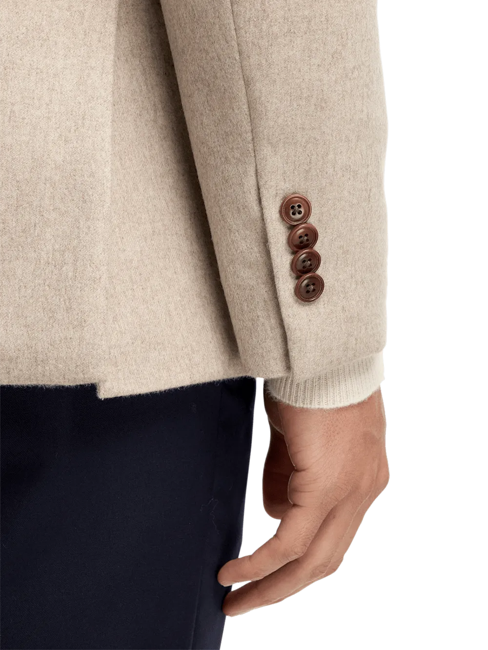 Cashmere Single Breasted Notch Lapel Sport Coat - Oatmeal