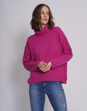 Cashmere Turtleneck Pullover in Berry