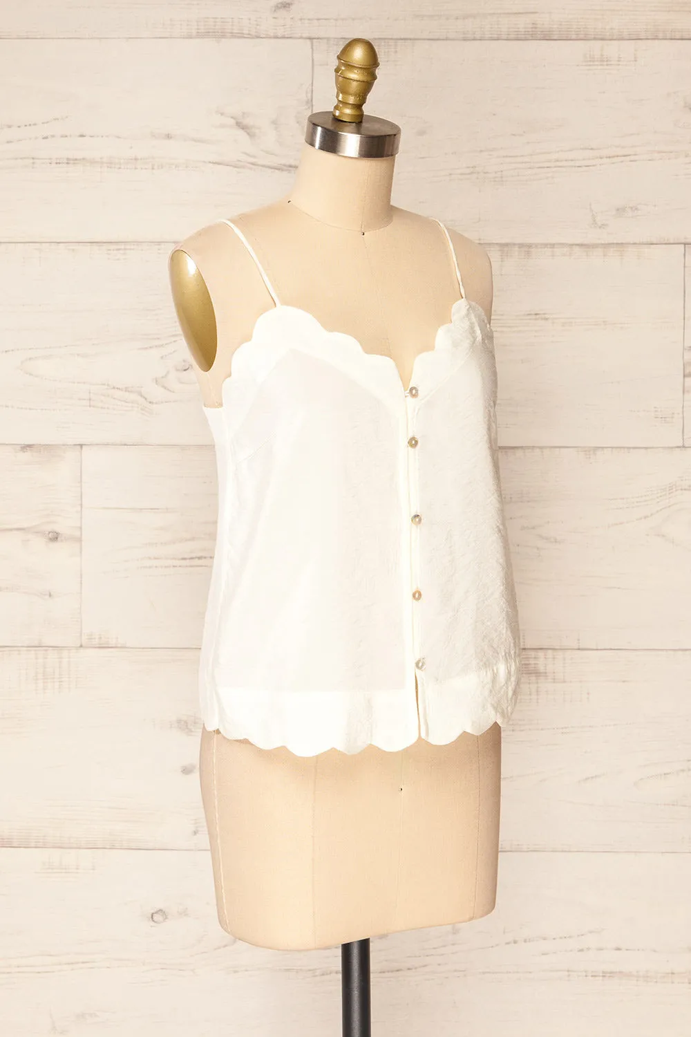 Catheline Ivory | Cropped Button-Up Cami Top