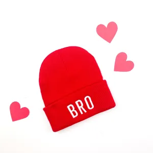 Child Beanie - BRO - Bright Red w/ White