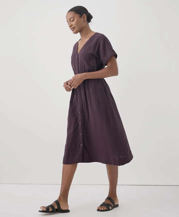 Coastal Double Gauze Short Sleeve Dress - Plum