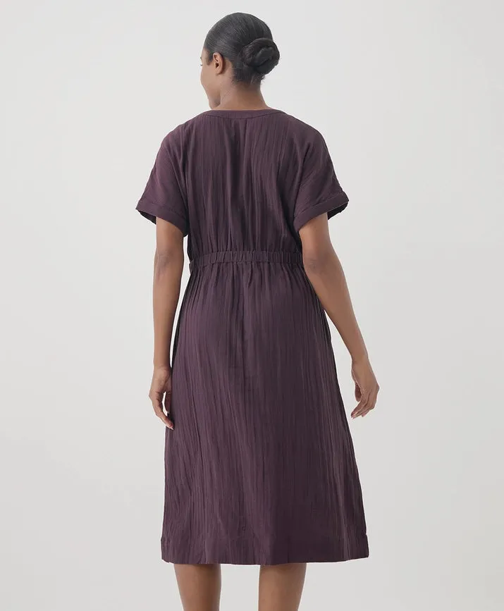 Coastal Double Gauze Short Sleeve Dress - Plum
