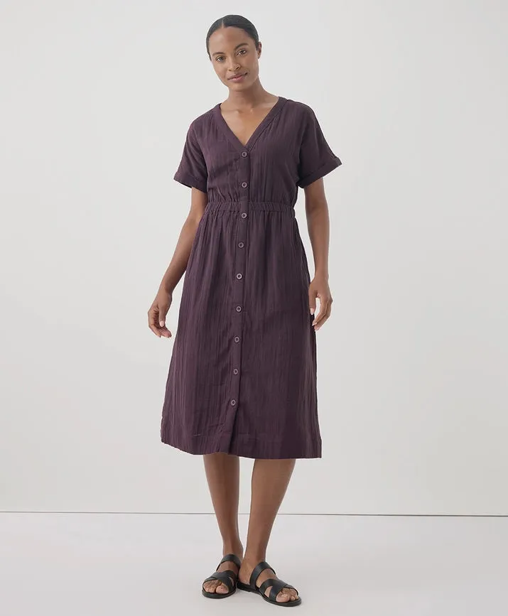 Coastal Double Gauze Short Sleeve Dress - Plum