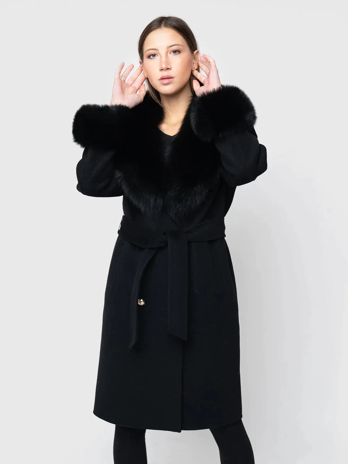 COAT - cashmere, black fox collar and cuffs