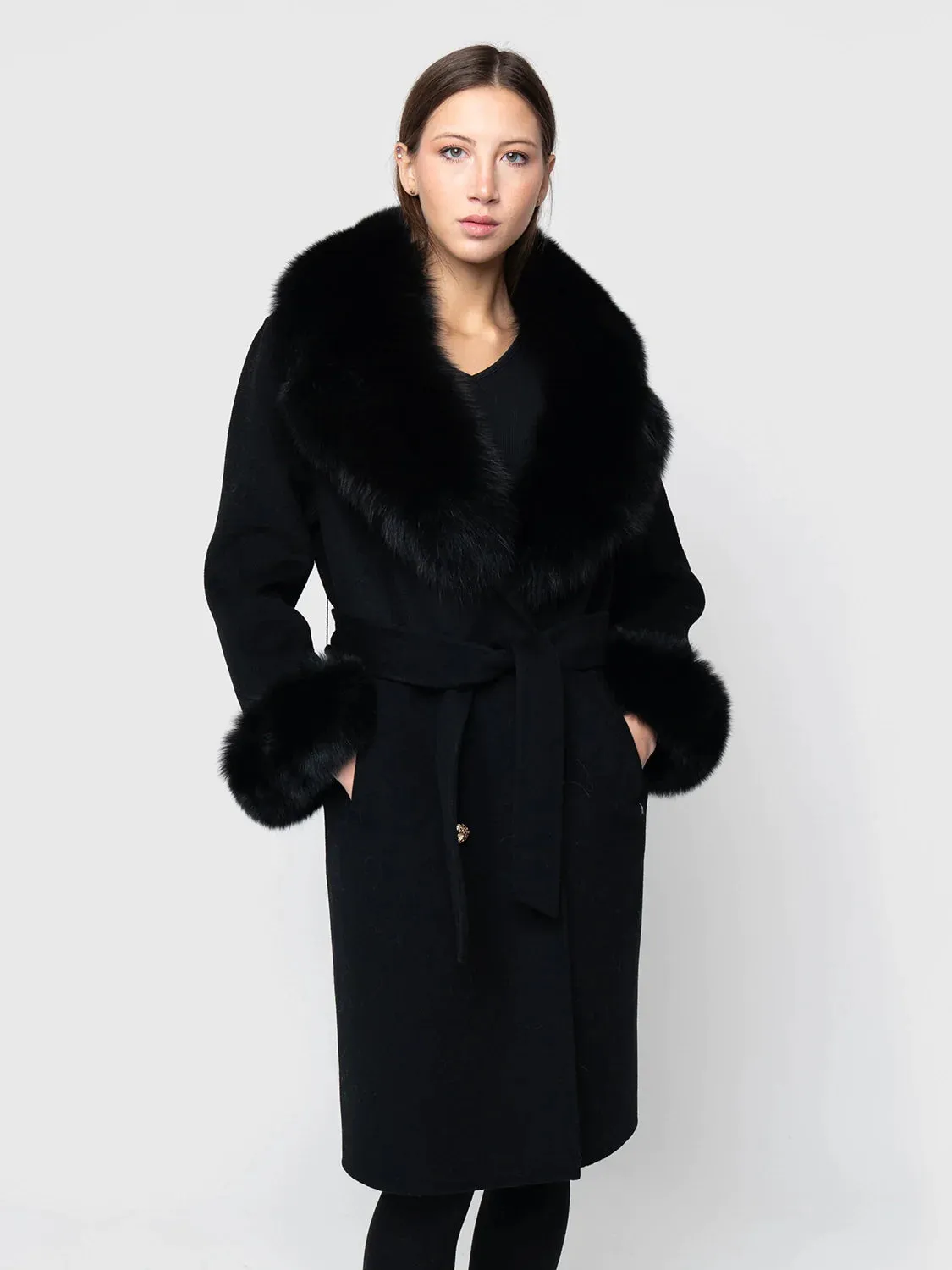 COAT - cashmere, black fox collar and cuffs