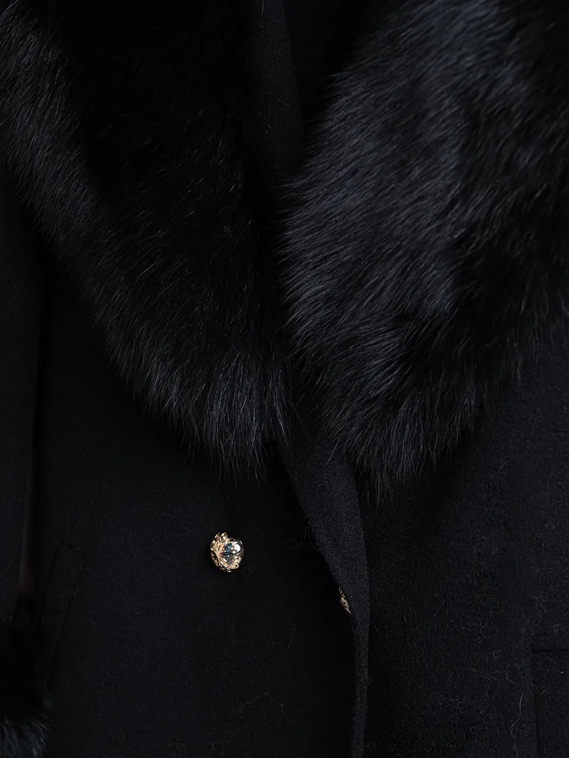 COAT - cashmere, black fox collar and cuffs