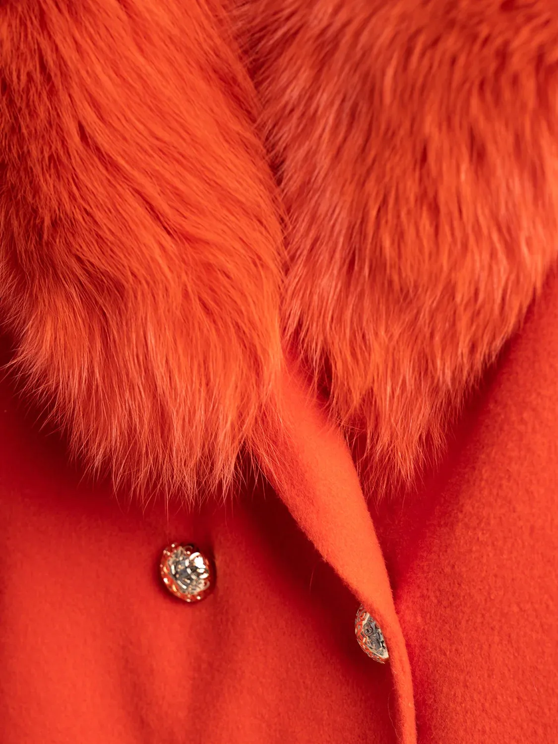 COAT - cashmere, orange fox collar and cuffs