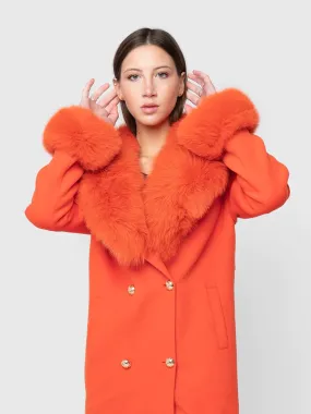 COAT - cashmere, orange fox collar and cuffs