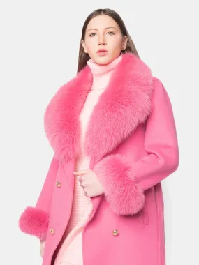 COAT - cashmere with pink fox collar and cuffs
