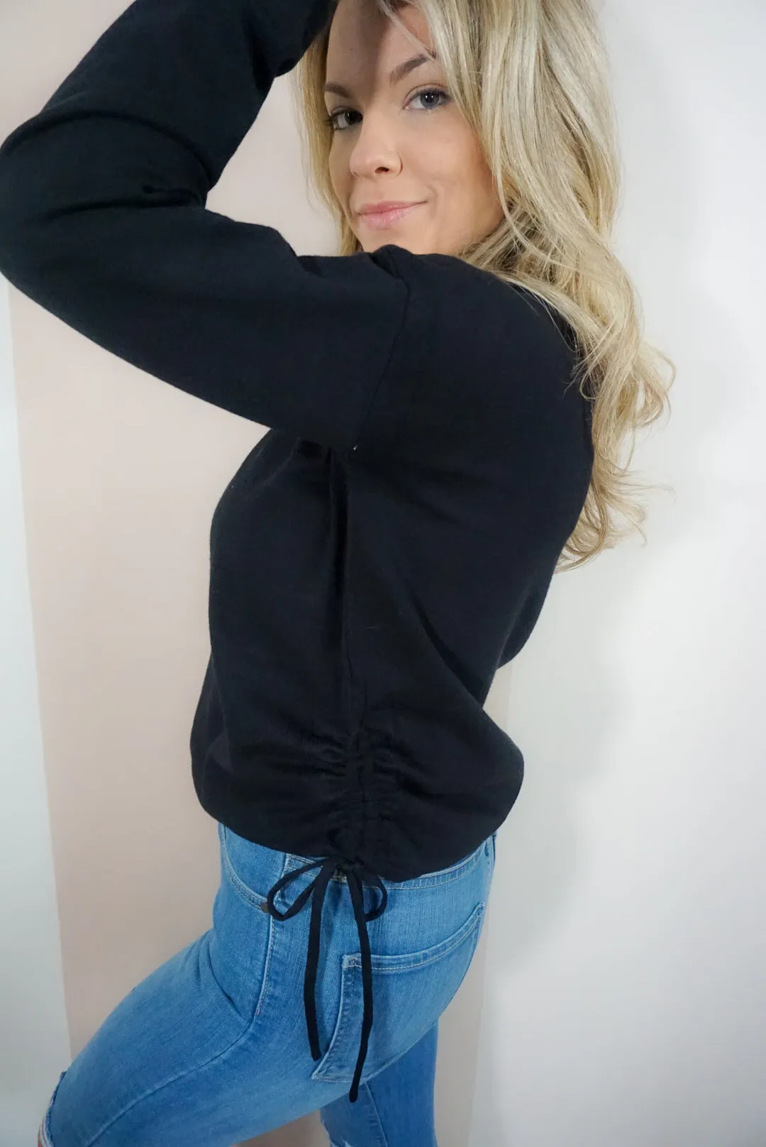 Crew Neck Drawstring Sweater